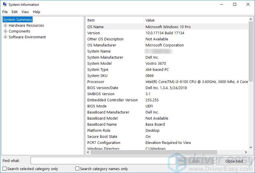 how to check computer specs windows 10